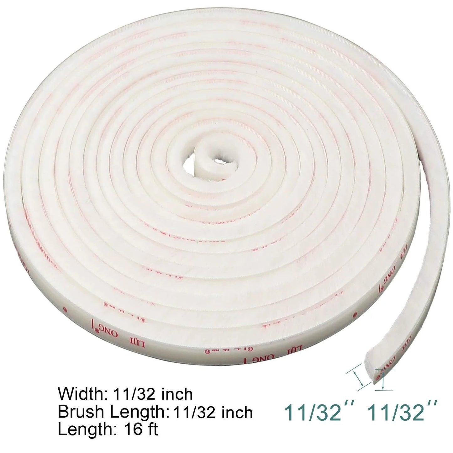 Fuzzy Brush Weatherstripping For Windows And Doors, Self Adhesive Felt Seal, 0.34375 Inch By 0.34375 Inch, 16 Ft Long, roll view.