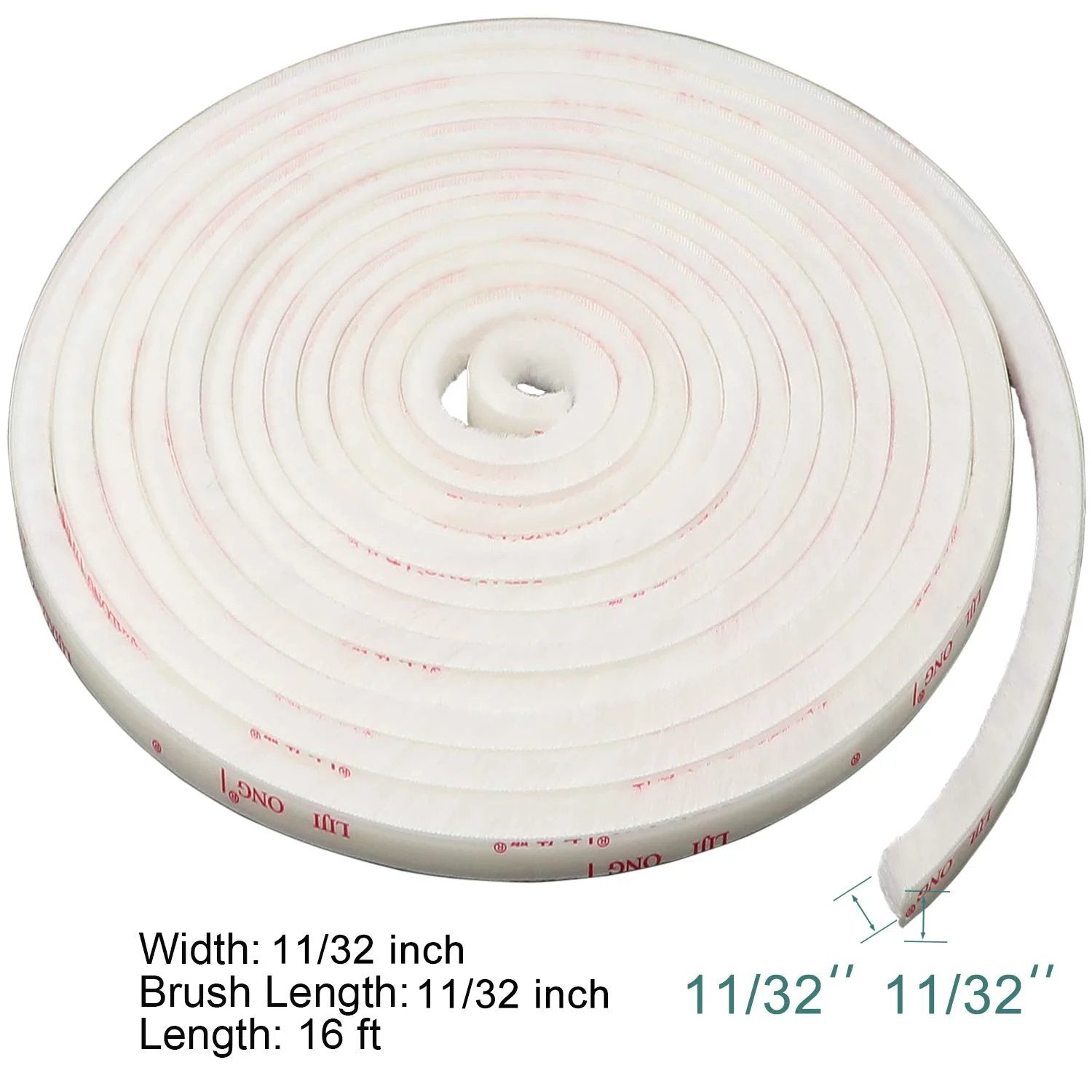 Fuzzy Brush Weatherstripping For Windows And Doors, Self Adhesive Felt Seal, 0.34375 Inch By 0.34375 Inch, 16 Ft Long, roll view.