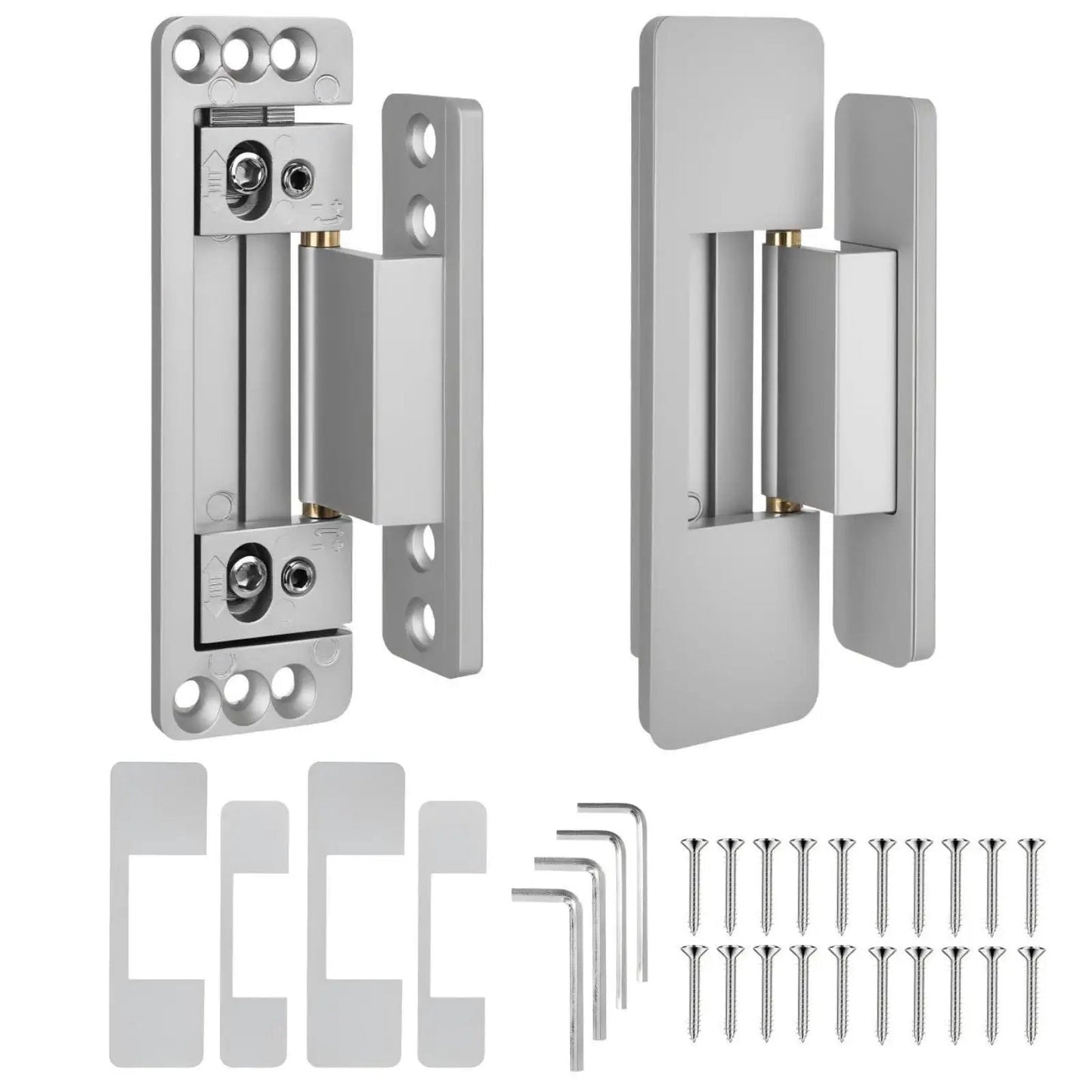 Hidden Door Hinges 2 Pack Adjustable Concealed Hinges Load Bearing 110 Lbs Heavy Duty Pivot Hinge with screws and tools