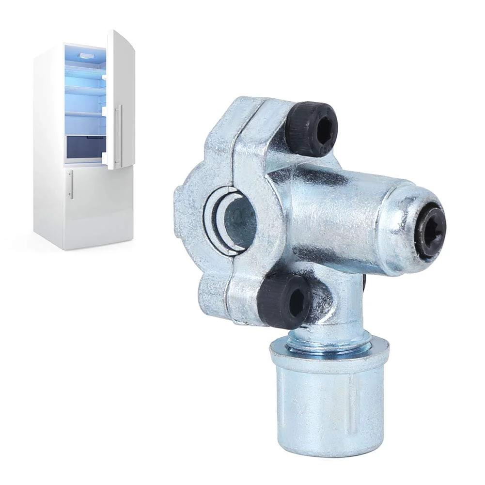 Front view of Piercing Valve Kit for Fridges and AC with BVP 31 Needle Valve, shown next to a refrigerator, for liquid charging