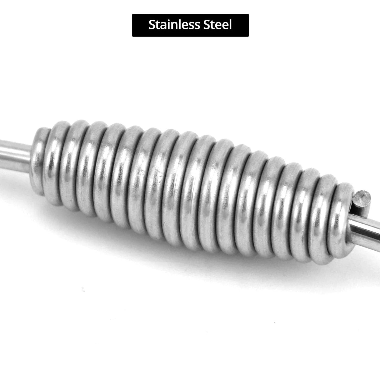 Premium Stainless Steel Motorcycle Exhaust Springs 8 Pack With Swivel Hook Design Anti Binding 68mm 2.68 Inch For Muffler Pipes Built Tough Durable Fitment By QWORK, close-up view of spring.