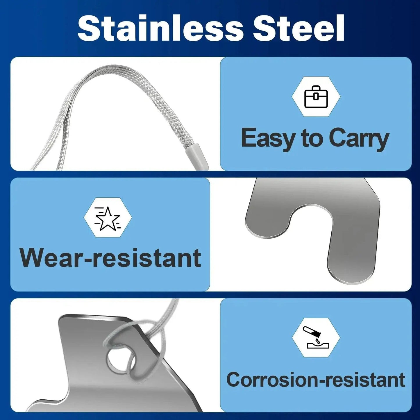 Stainless steel lanyards and feeler gauge features of Two Piece Engine Brake Instrumentation Tool Set For Paccar 2124332.