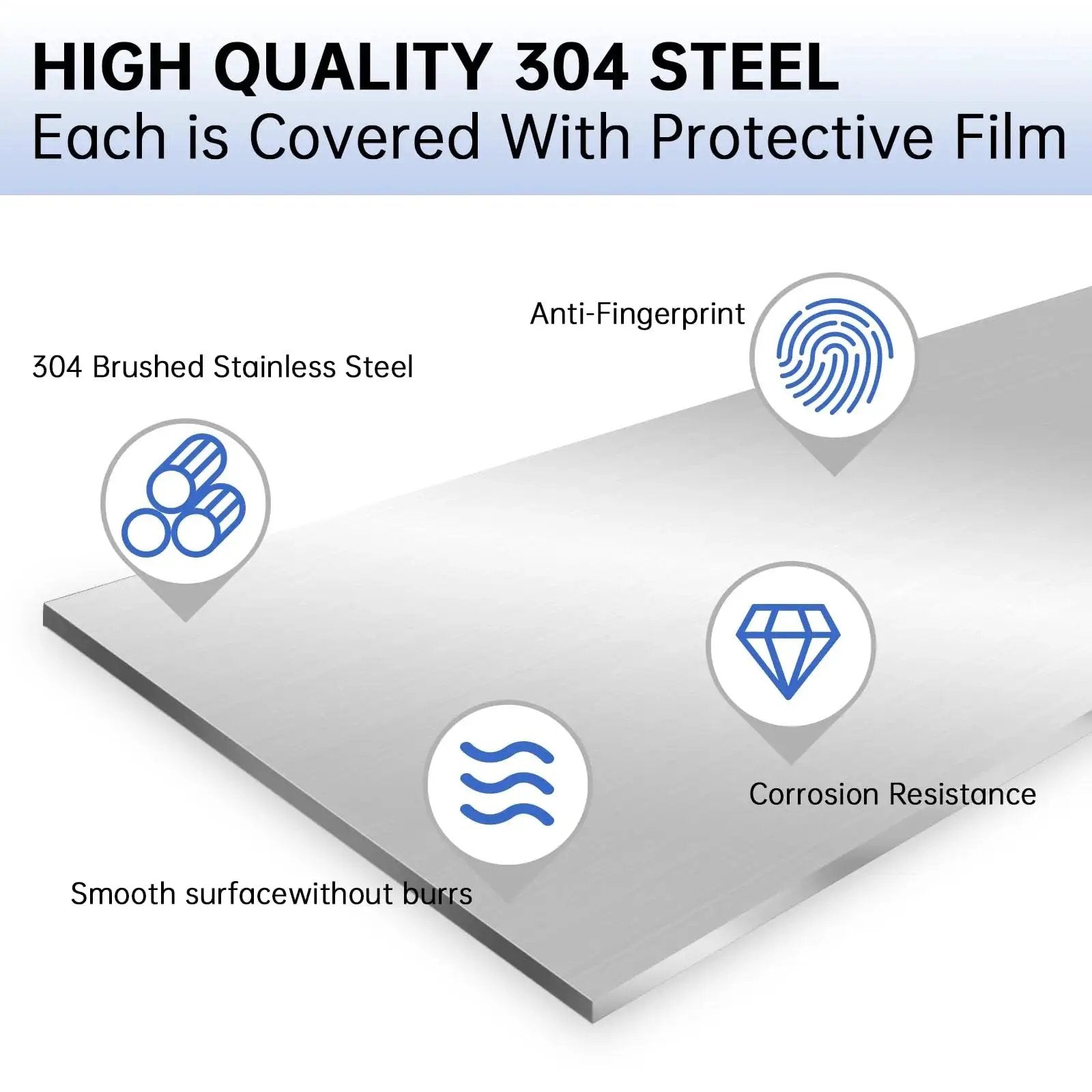 Two Pack 304 Stainless Steel Gap Filler Trim Strips With Brushed Finish 30 By 3 Inches And 0.04 Inch Thick Bendable And Cuttable