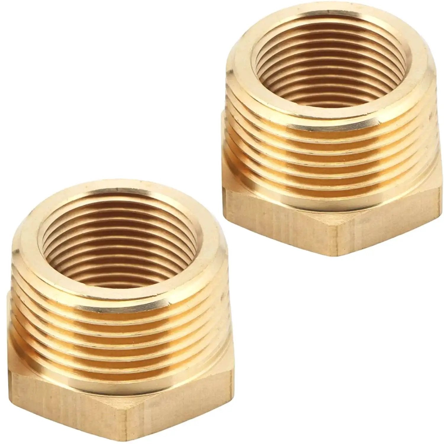 Brass 1 Inch Male To 3/4 Inch Female NPT Reducer Fitting Hex Bushing For Plumbing 2 Pack Leak Resistant Durable Connector By CX Wonderland