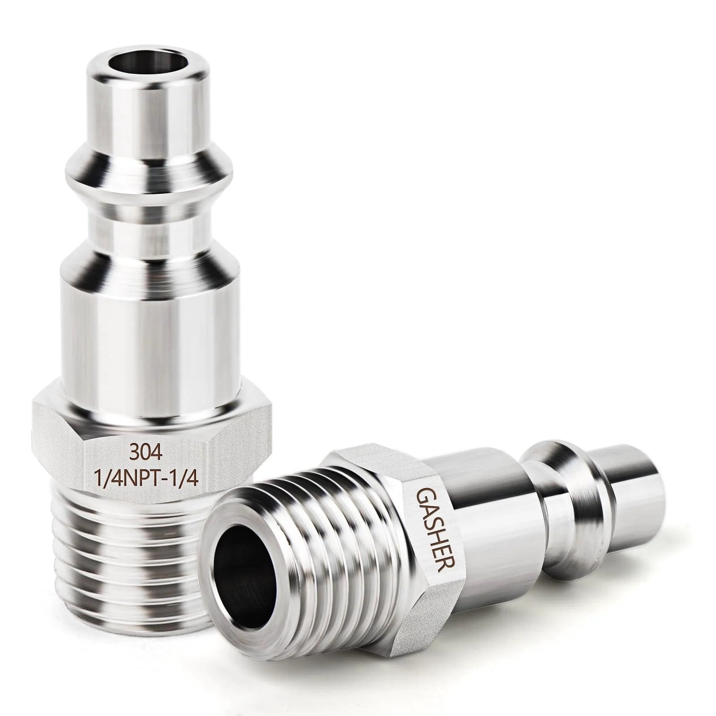 Five Pack Industrial Air Plugs In 304 Stainless Steel One Quarter Inch MNPT Threads For High Flow Pneumatic Systems Durable Corrosion Resistant Plugs