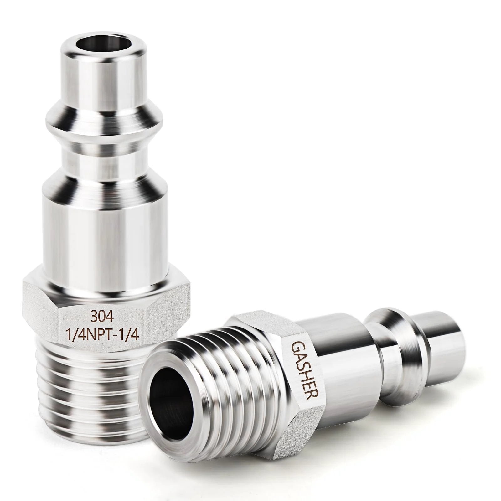 Five Pack Industrial Air Plugs In 304 Stainless Steel One Quarter Inch MNPT Threads For High Flow Pneumatic Systems Durable Corrosion Resistant Plugs
