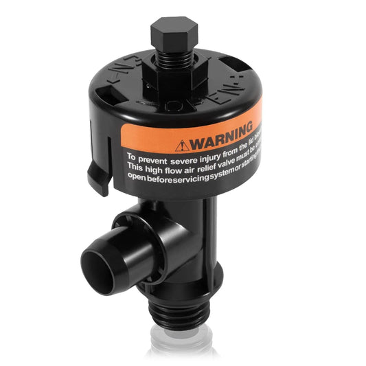 High Flow Manual Air Relief Valve for Pool and Spa Filters Easy Install Pressure Relief Valve Compatible With CCP100 CCP320 CCP420 CCP520 FNS FNS Plus SMBW 2000 4000 Quad DE 60 80 100 Predator Filters showing front view.