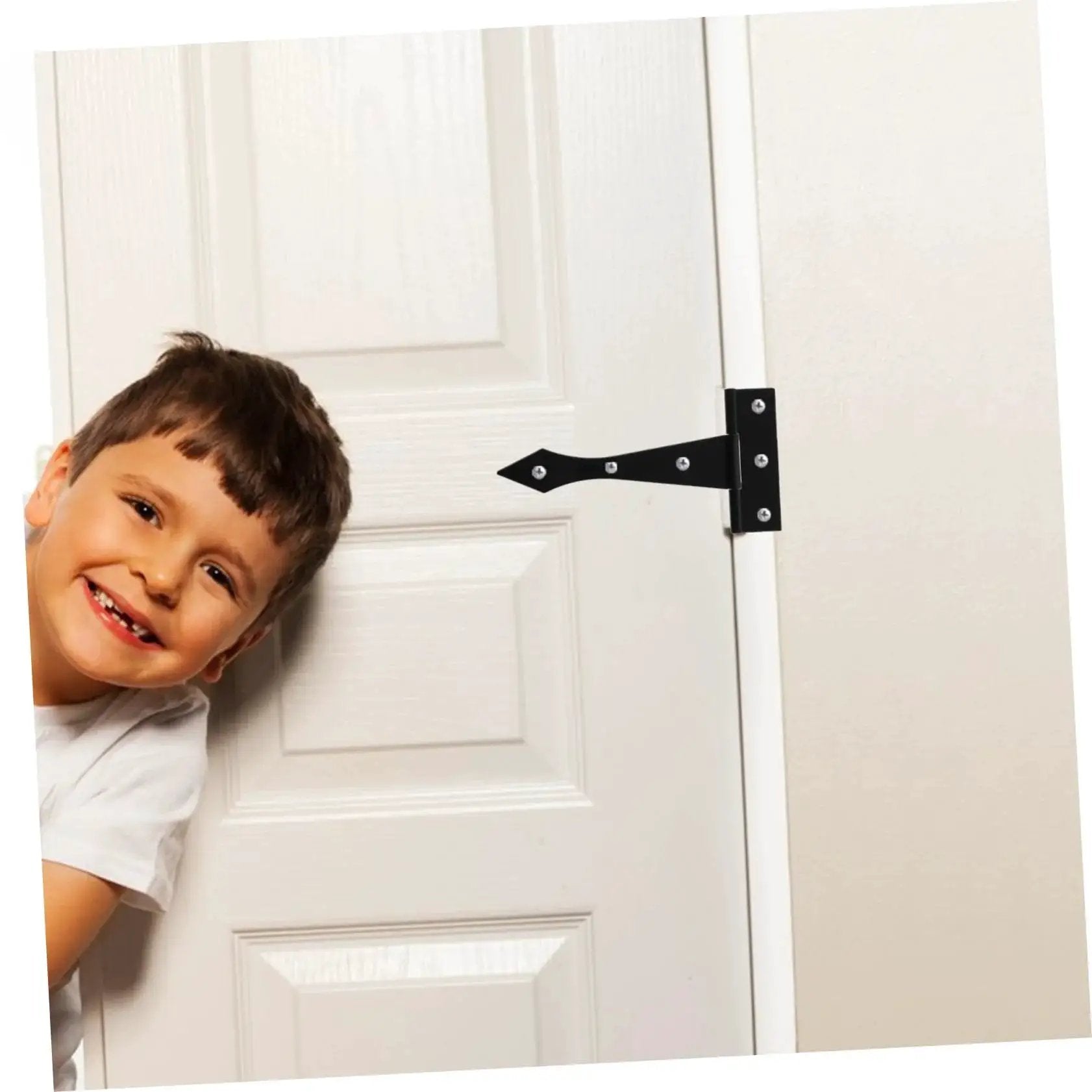 8 Piece Heavy Duty Iron Cabinet Hinges For Doors Tee Hinges on white door with child, smooth finish, high load bearing