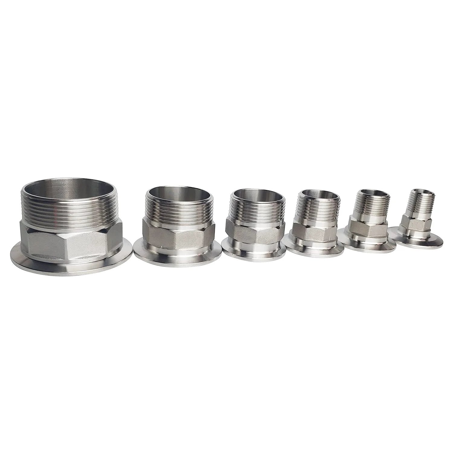 1.5 Inch Sanitary Tri Clamp To 1-1/4 Inch NPT Male Hex Thread Adapter In 304 Stainless Steel Top Notch Tri Clover Fitting for food processing