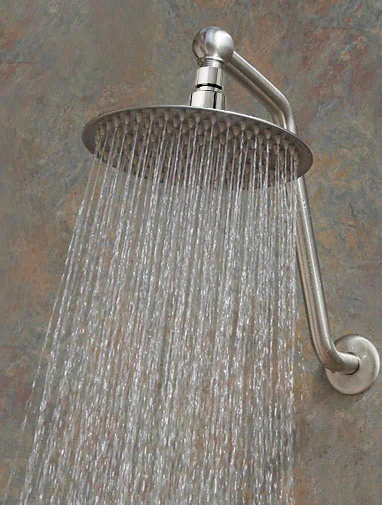 Ultra Thin 8 Inch Stainless Steel Rain Shower Head With High Flow Pressure Boost and Dope Chrome Finish Luxury Designer Rainfall Showerhead installed
