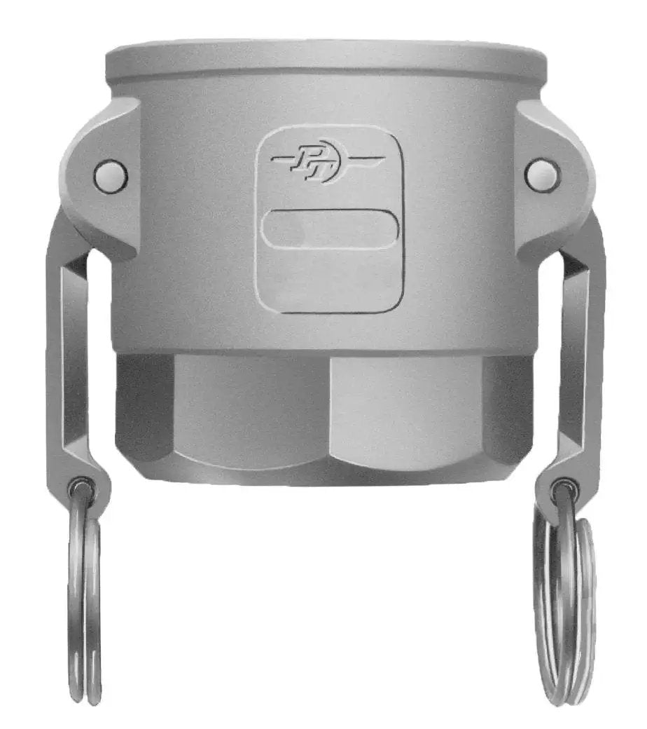 Basic Standard Series Aluminum Cam And Groove Hose Fitting D-Coupler With Gasket, corrosion-resistant aluminum body, front view
