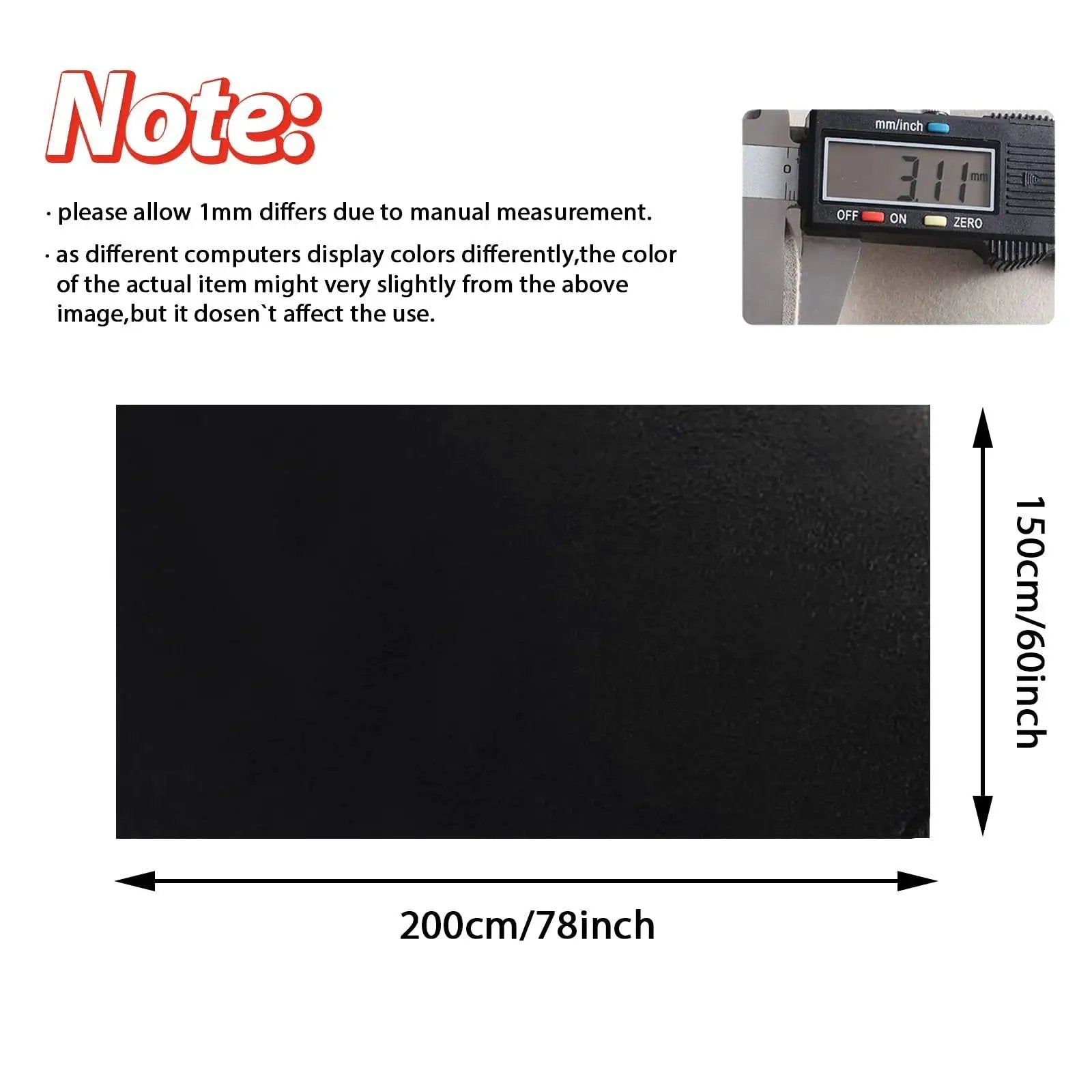 Black Suede Headliner Fabric With Foam Backing 79x60 Inches For Auto DIY shown with dimensions and texture