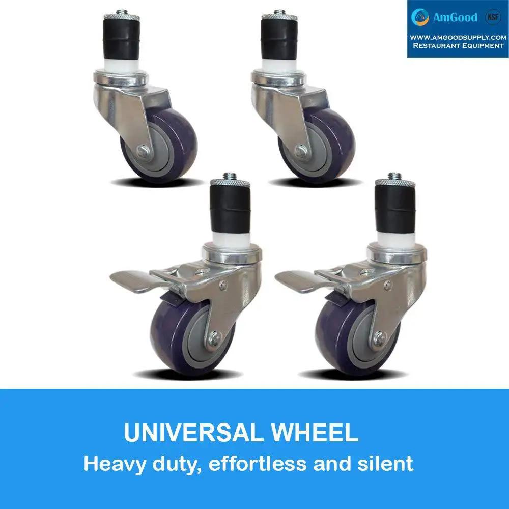 3 Inch Casters For Stainless Steel Work Tables And Metal Prep Tables Set Of 4 With 2 Brakes And 2 Non Brake Swivel Wheels