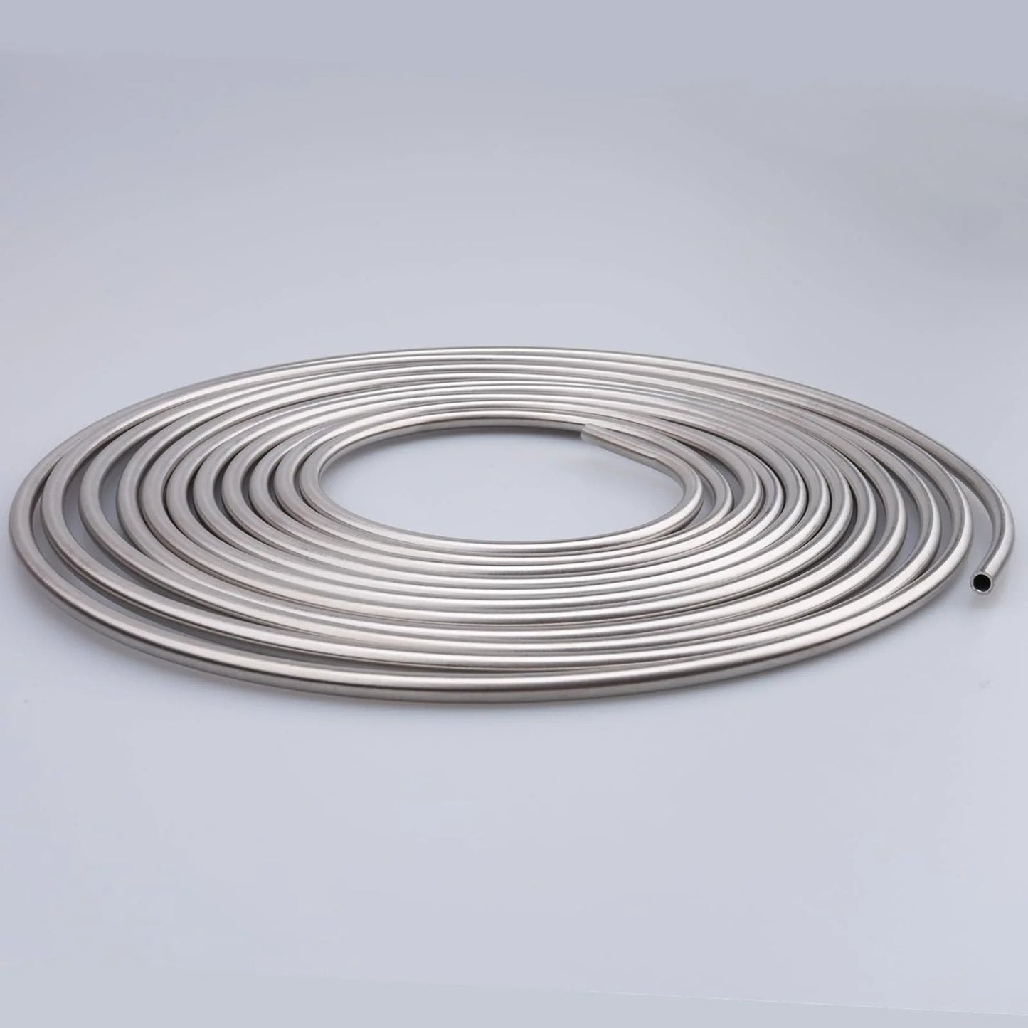 Quarter Inch Stainless Steel Brake Line Coil, 16 Feet Long Hard Tubing, 304 Stainless Steel with 0.7mm Wall, coiled view