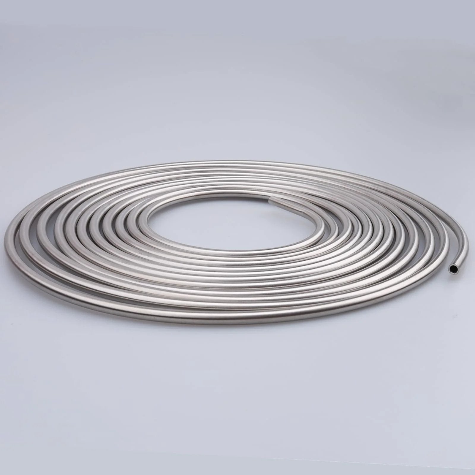 Quarter Inch Stainless Steel Brake Line Coil, 16 Feet Long Hard Tubing, 304 Stainless Steel with 0.7mm Wall, coiled view