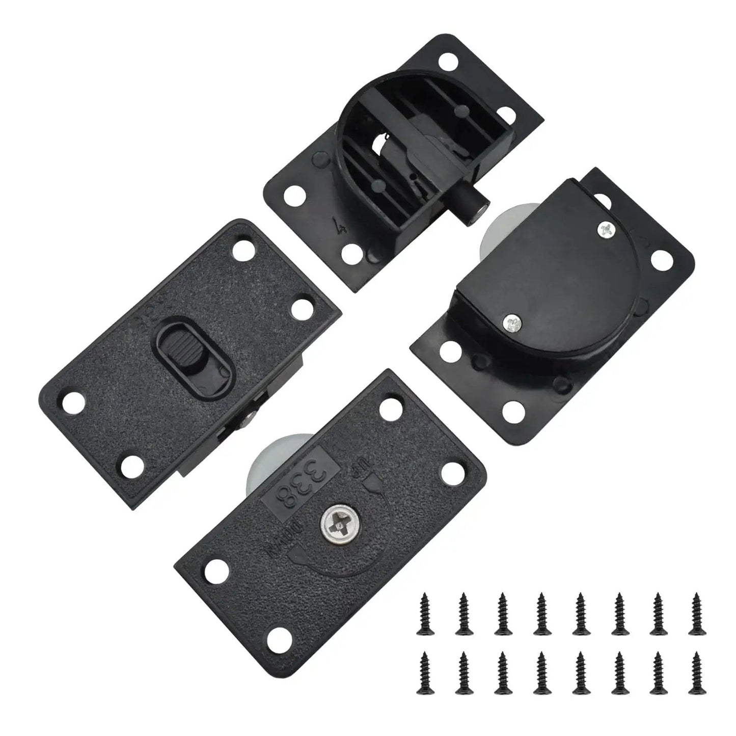 Two Sets Sliding Door Rollers Pulleys With Silent Nylon Wheels For Cabinet Wardrobe Screen Doors Closet Sliding Doors Black Finish