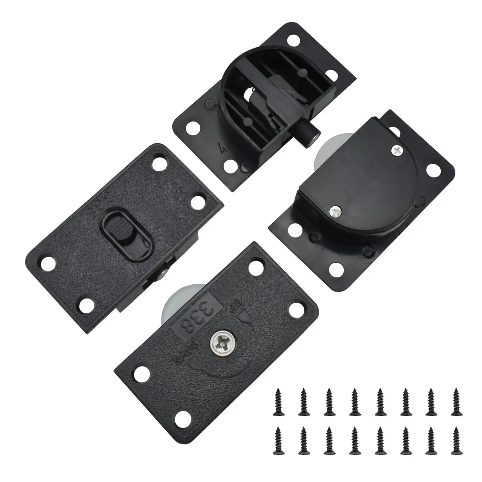 Two Sets Sliding Door Rollers Pulleys With Silent Nylon Wheels For Cabinet Wardrobe Screen Doors Closet Sliding Doors Black Finish