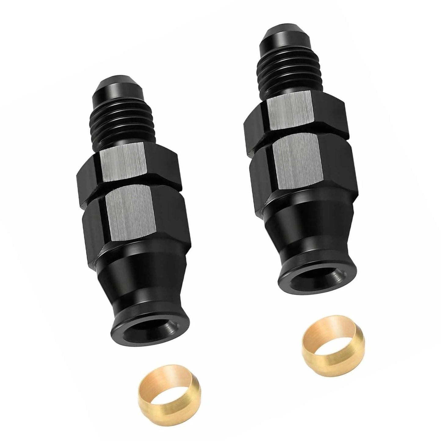 2 Pack 6AN To Three Eighths Beefy Hardline Adapter Fittings ORB Male To Three Eighths Tube Compression, aluminum adapters