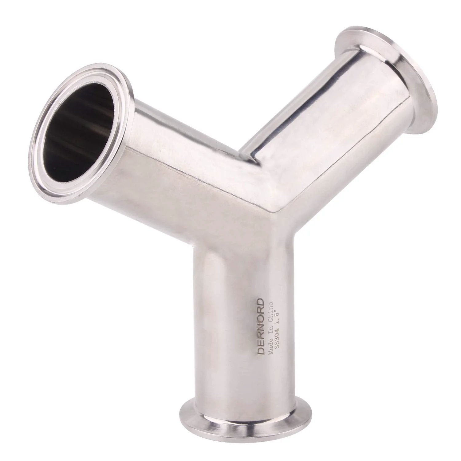 Tri Clamp Wye Clamp End True Y Type Tee For 1.5 Inch Pipe OD In Stainless Steel 304 Heavy Duty Three Way Tubing Connector