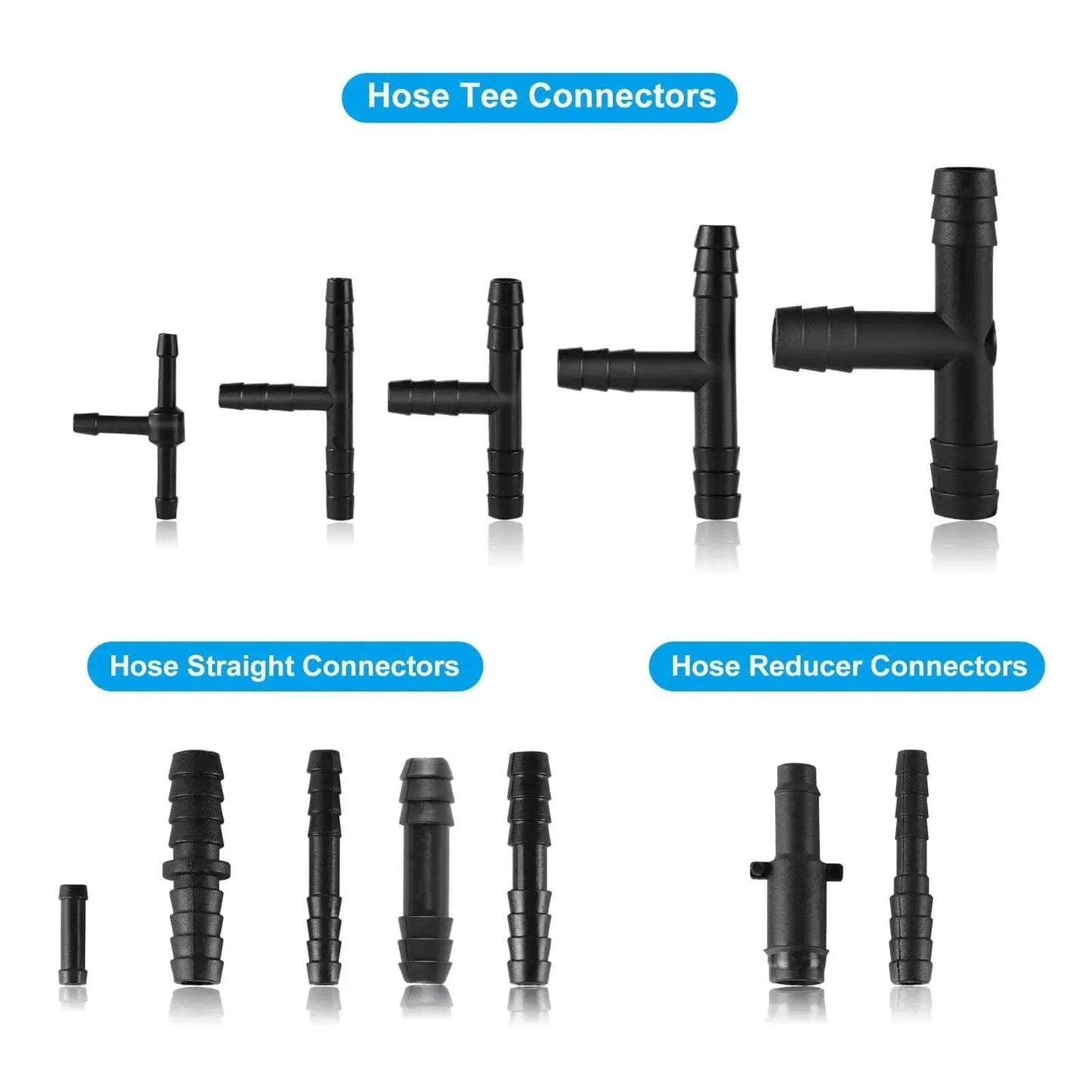 105 Piece Automotive Vacuum Connector Kit With 12 Sizes From 1 8 Inch To 3 8 Inch Nylon Vacuum Tubing Connectors Including Tee And Straight Adapters