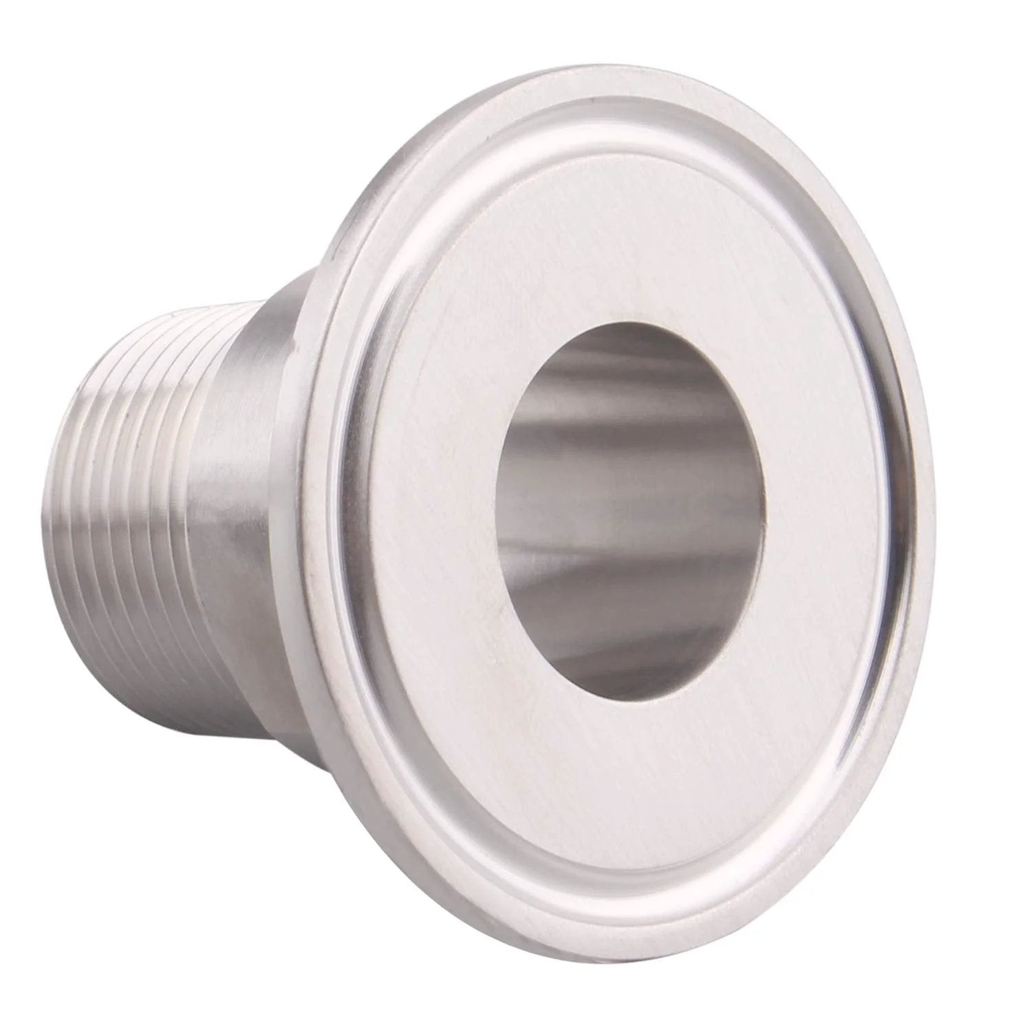 Sanitary Tri Clamp to Three Quarter Inch Male Tri Clover Connector for Stainless Steel 304 Dairy Food Beverage Equipment By DERNORD Corrosion Resistant and High Temperature Tolerant, side view