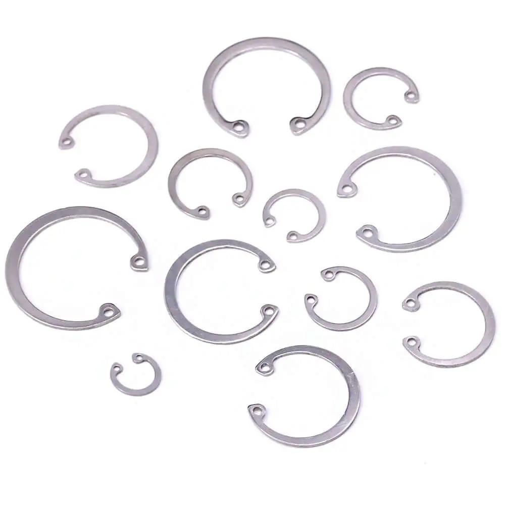 Internal Circlip Snap Ring Kit 200-Piece 15-Size Assortment In 304 Stainless Steel shown with various rust-resistant retaining rings