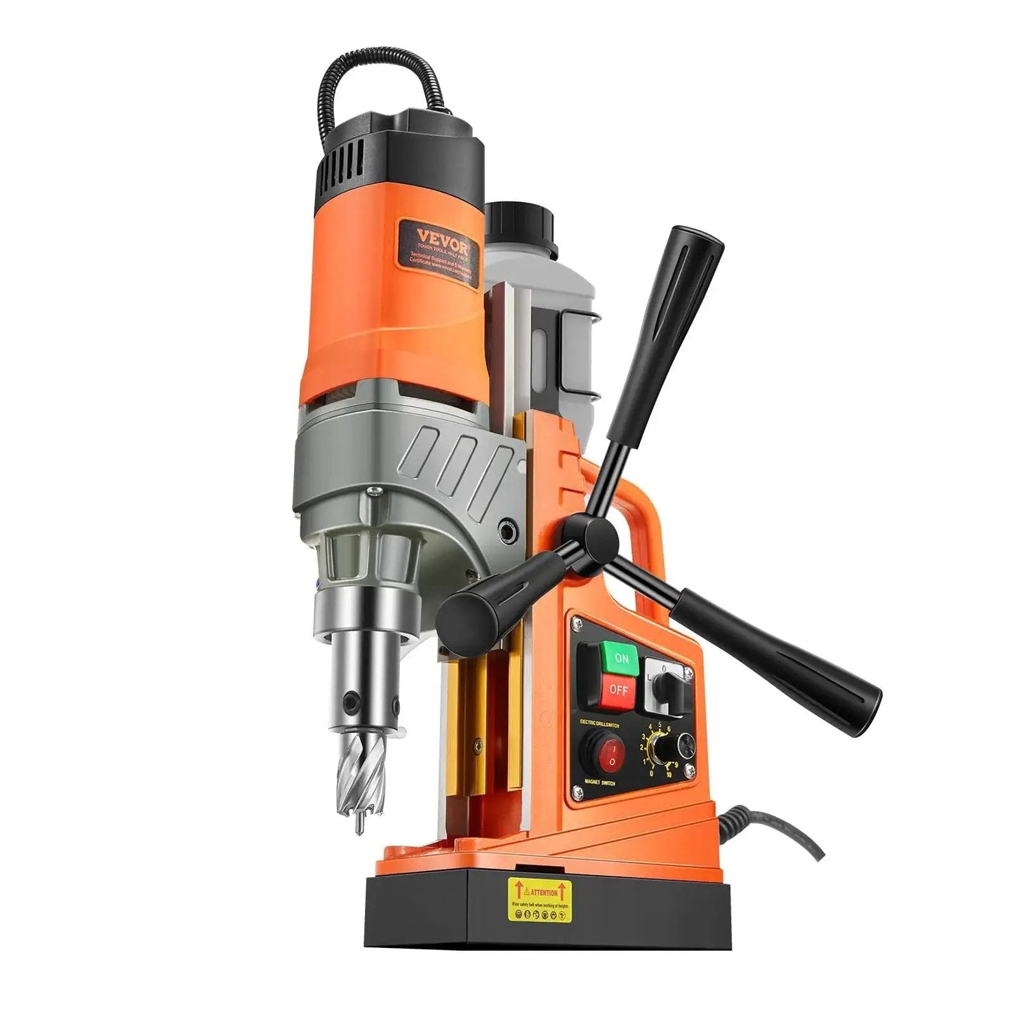 Heavy Duty Magnetic Drill Press With 1450W Motor, 0-800 RPM, 2 In Boring Capacity, Portable Electric Mag Drill, 2878 Lbf Beast Holding Power, Includes 6 Coring Bits, By VEVOR For Metalworking And Home Improvement Projects