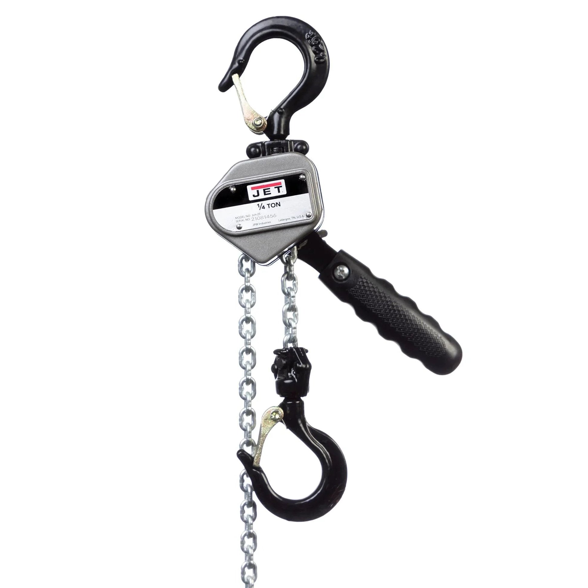 Compact Lever Hoist One Quarter Ton With Ten Foot Lift, lightweight design with aluminum housing and industrial alloy hooks.