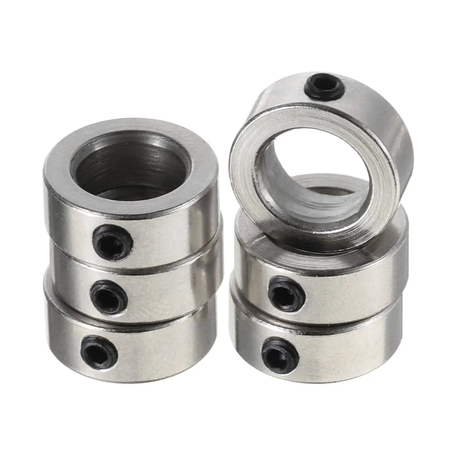 Built To Last 8mm Shaft Collar Set Screw Ring In 304 Stainless Steel, 13mm Outside Diameter, 5mm Thick, Round Bore Locking Collar For 8mm Lead Screws And Rod Shafts, Anti Corrosion, High Strength, 6 Pieces.