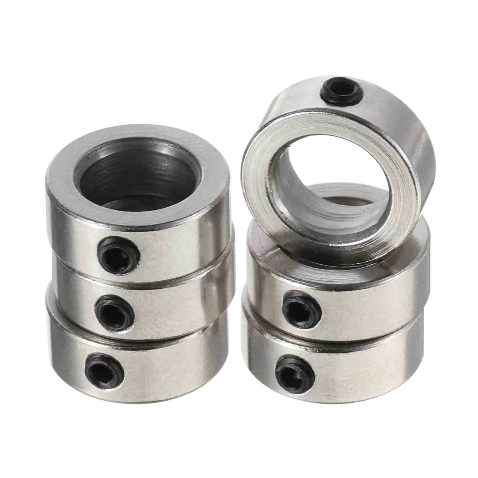 Built To Last 8mm Shaft Collar Set Screw Ring In 304 Stainless Steel, 13mm Outside Diameter, 5mm Thick, Round Bore Locking Collar For 8mm Lead Screws And Rod Shafts, Anti Corrosion, High Strength, 6 Pieces.