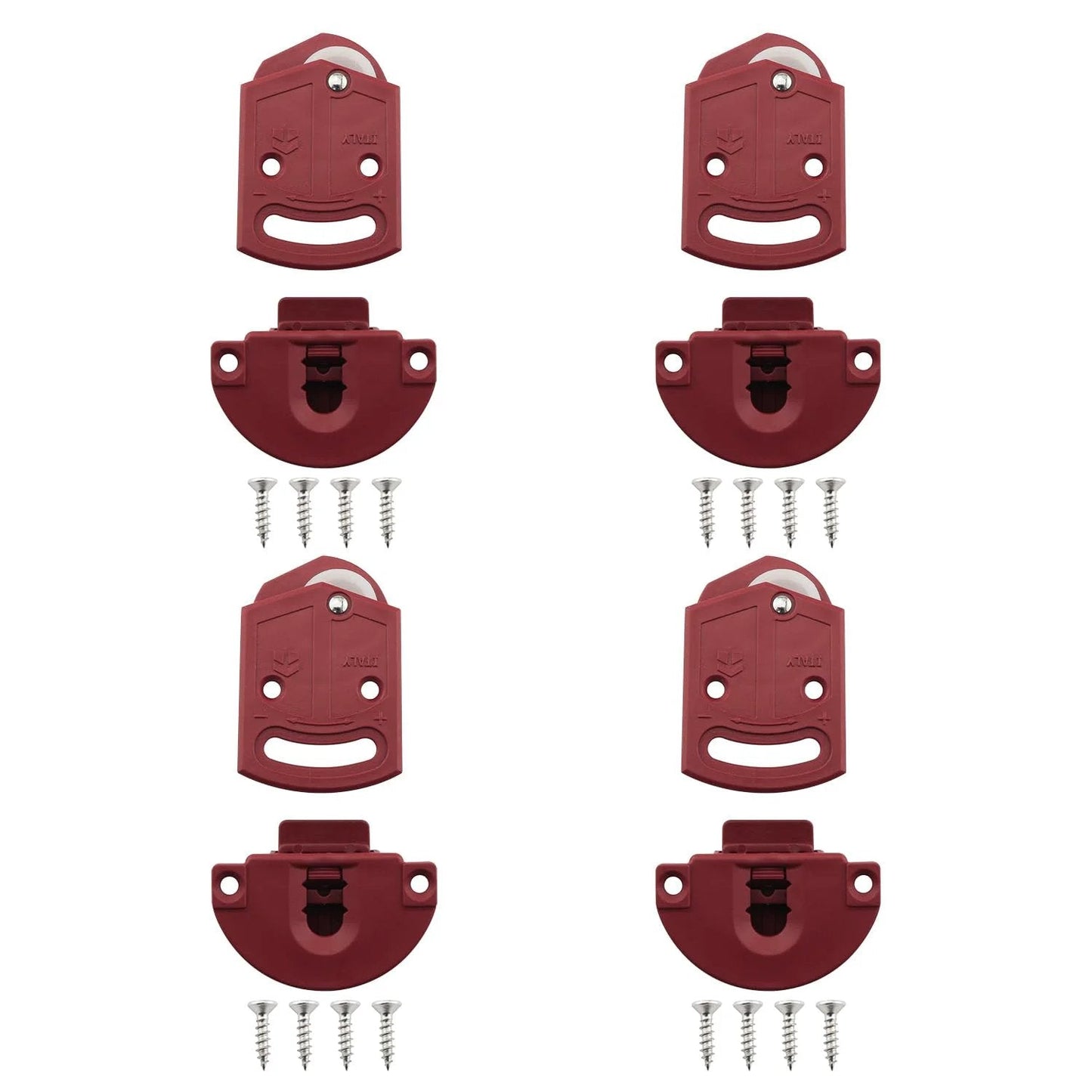 16 Pieces Plastic Red Cabinet Sliding Door Pulley With Screws Wardrobe Roller Track Gear Panel Interior Kit For Furniture Cabinet Doors And Drawers Sliding Door Pulley Accessories Easy Install And Replacement Durable Design