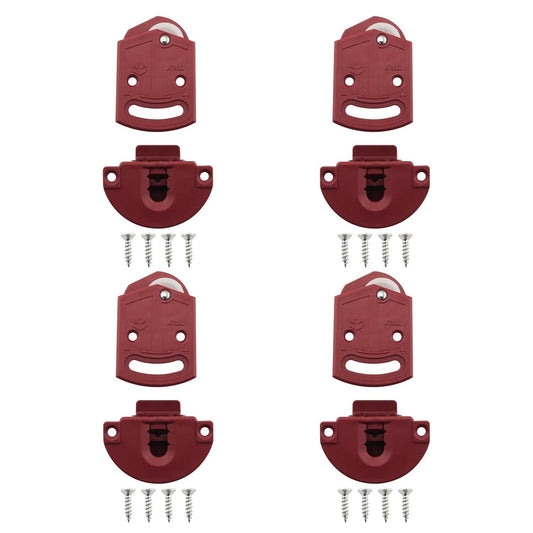 16 Pieces Plastic Red Cabinet Sliding Door Pulley With Screws Wardrobe Roller Track Gear Panel Interior Kit For Furniture Cabinet Doors And Drawers Sliding Door Pulley Accessories Easy Install And Replacement Durable Design