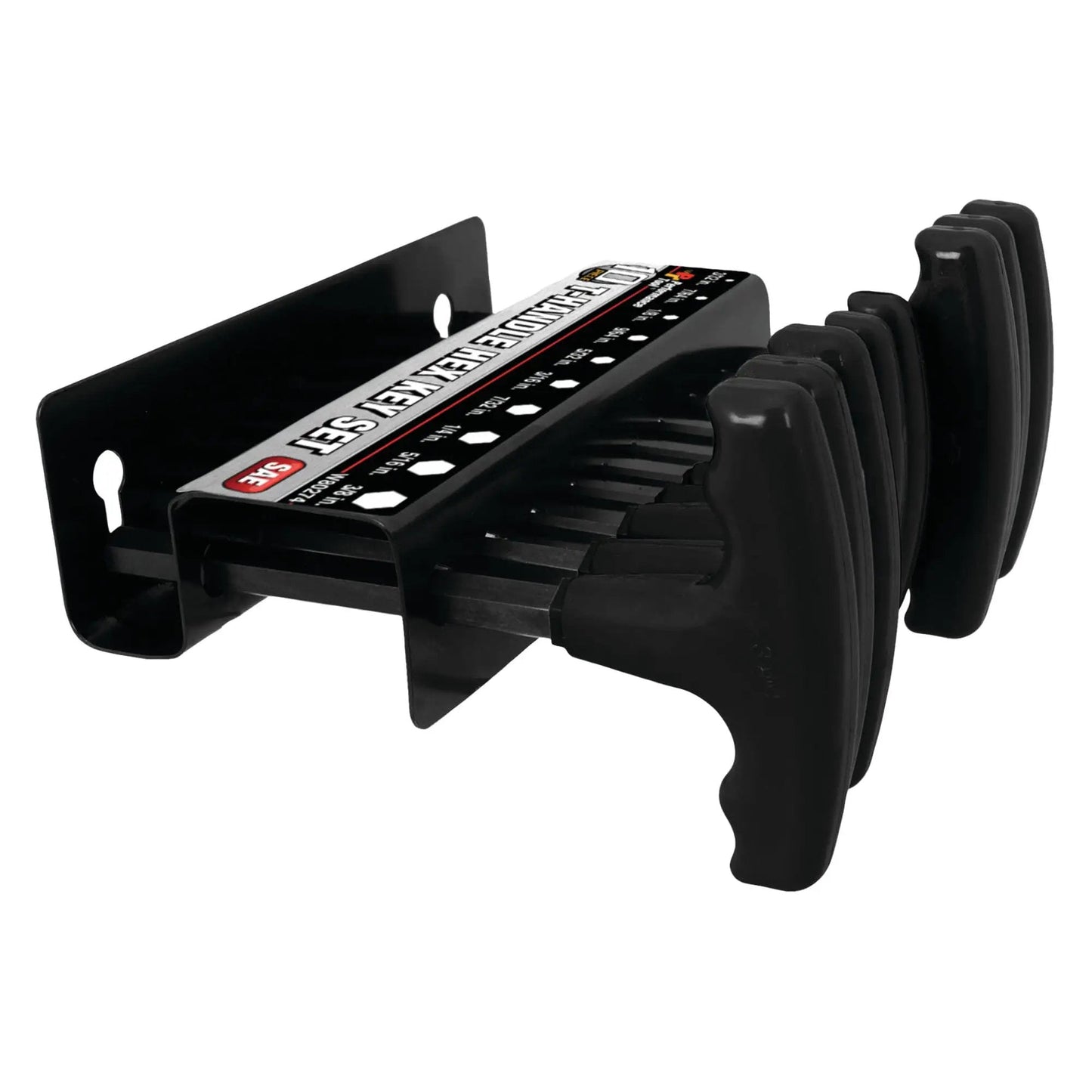SAE T Handle Allen Wrench Set By Performance Tool 10 Piece Long Arm Hex Keys With Heat Treated Alloy Steel Shafts on storage tray