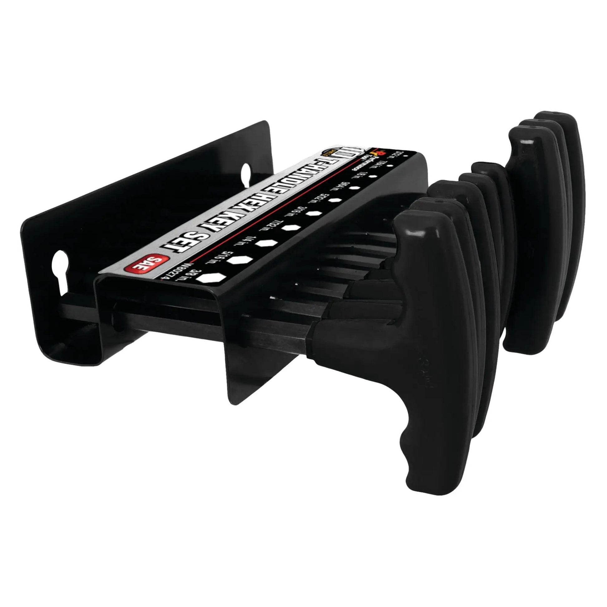 SAE T Handle Allen Wrench Set By Performance Tool 10 Piece Long Arm Hex Keys With Heat Treated Alloy Steel Shafts on storage tray