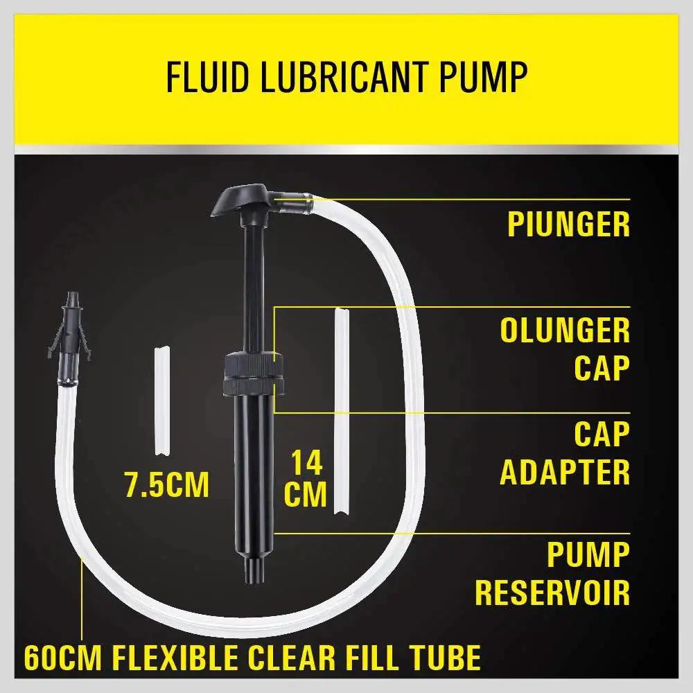 Image of Hand Transfer Fluid Pump For Transmission Gear Oil And Differential Fluids, showing plunger, adapter, and fill tube.