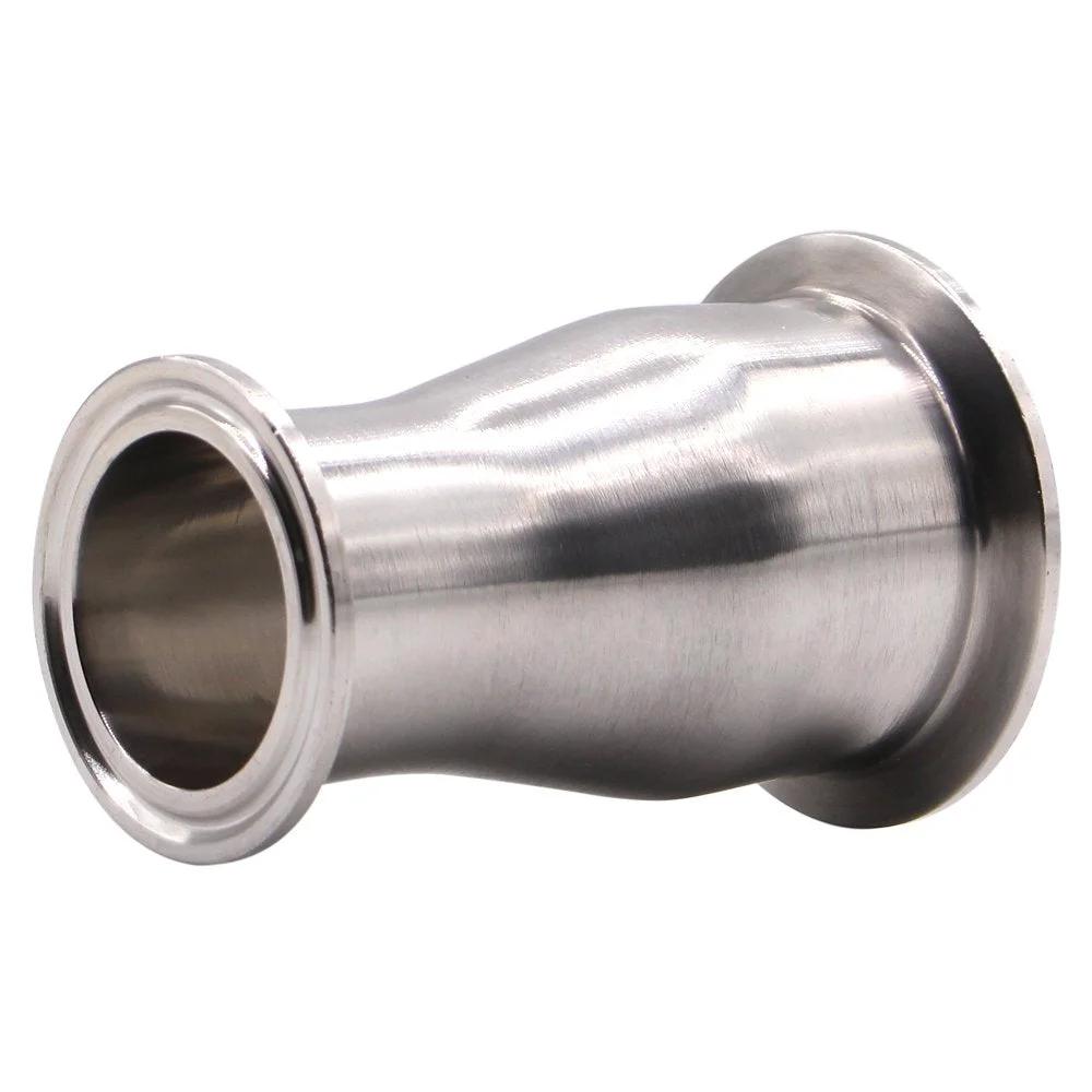 Concentric Sanitary Reducer Fitting 2 Inch Tube OD To One And A Half Inch Tube OD SUS304 Stainless Steel Tri Clamp Ferrule Style