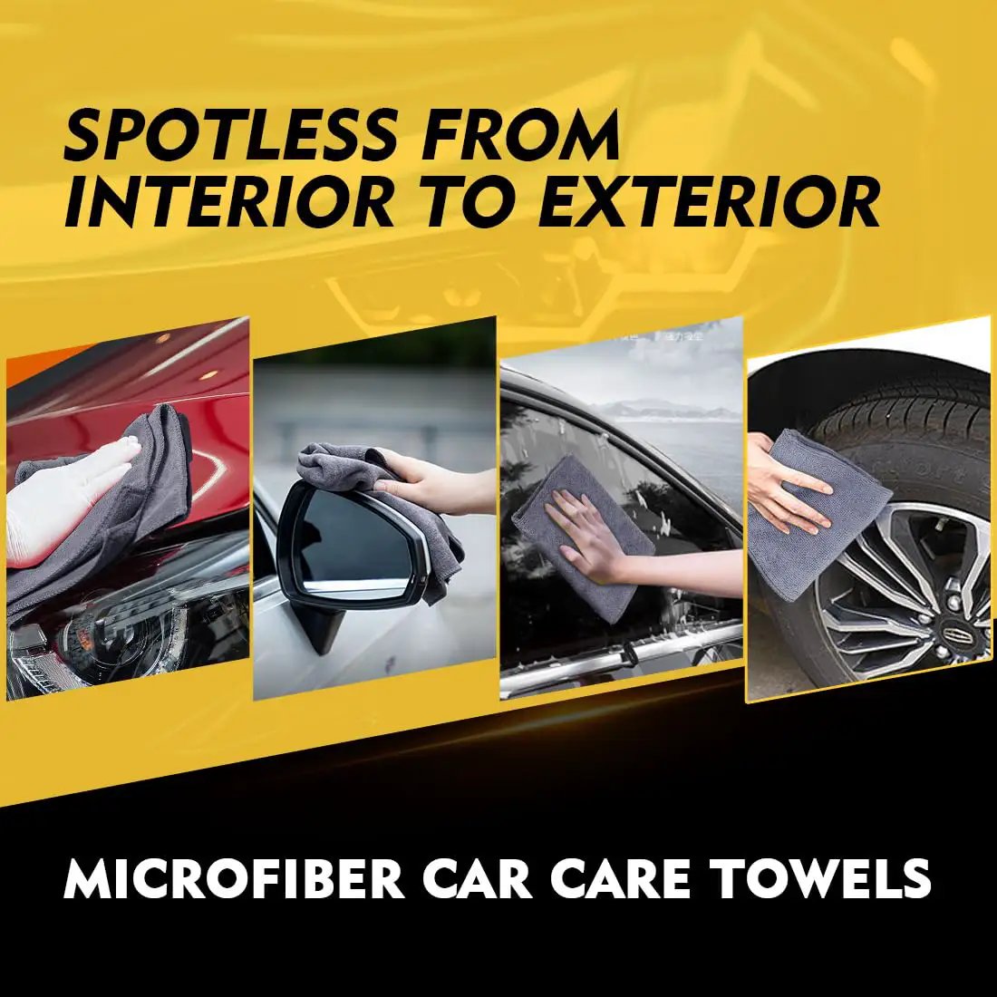 Ultra Absorbent Microfiber Cleaning Cloths 12 Pack 12.5 X 12.5 Inch Towels For Cars Kitchen And Windows Lint Free Streak Free Soft Grey HOMEXCEL displayed on vehicle surfaces.