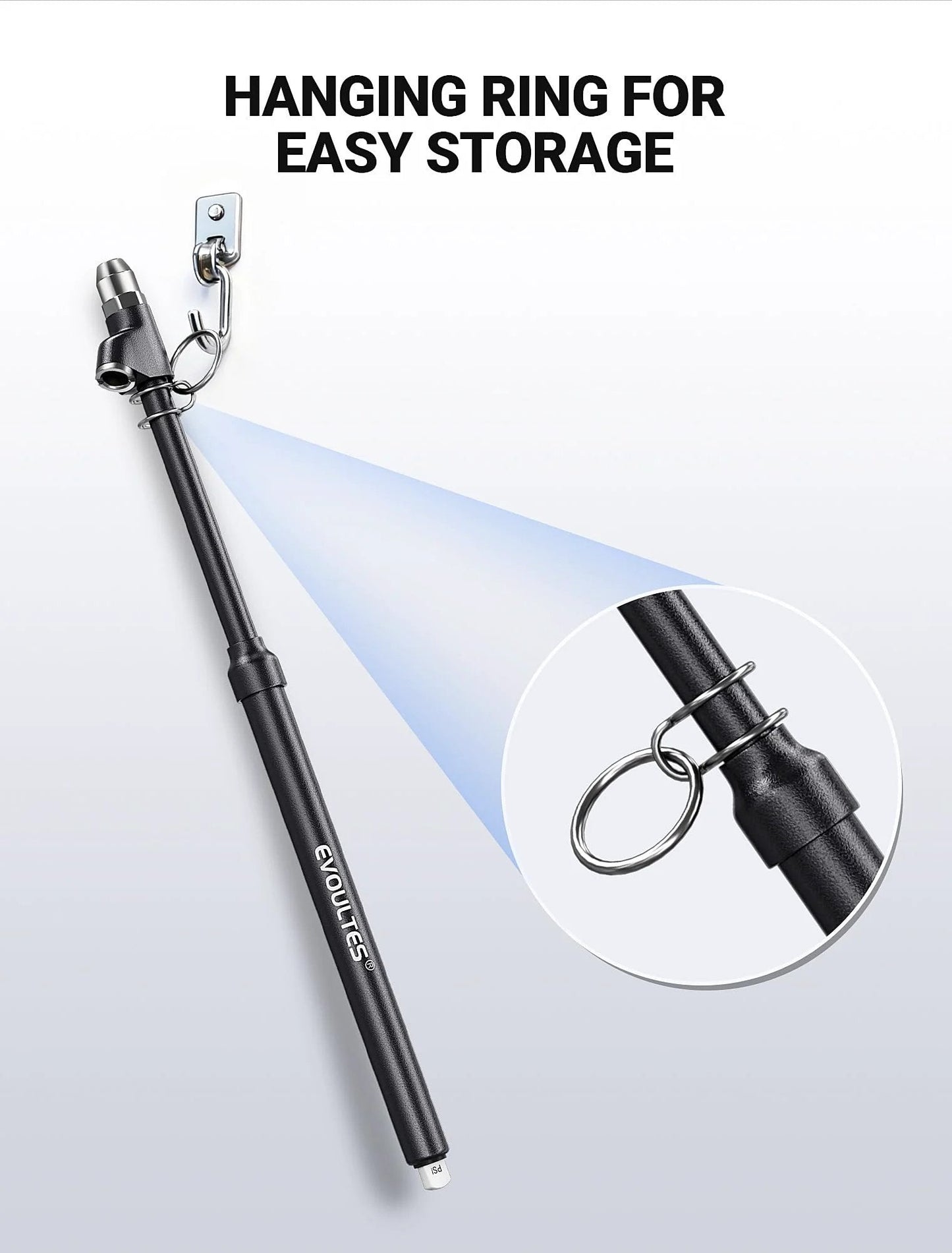 Heavy Duty Tire Pressure Gauge With Extended Dual Head Chuck 10 To 150 PSI For Truck RV And Car with hanging ring detail
