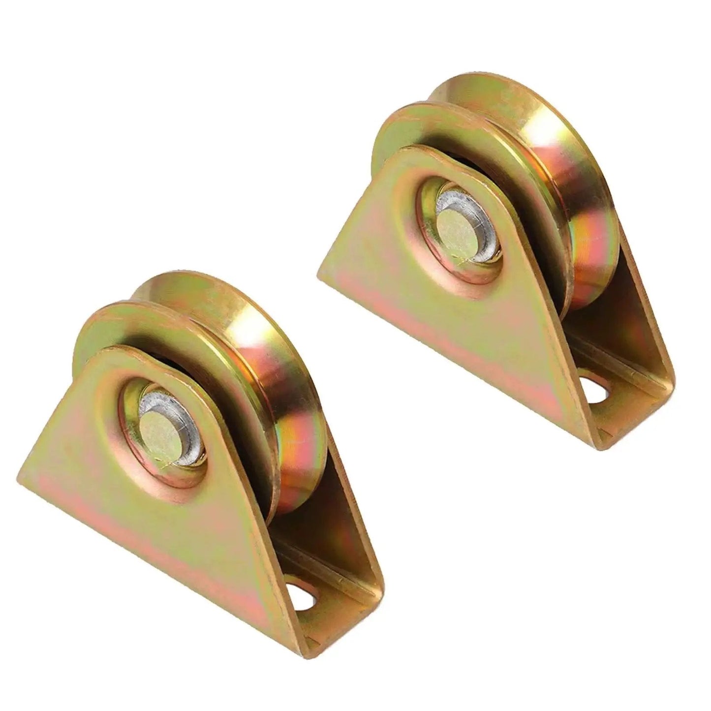 Pair of heavy-duty V Groove Wheel Plate Casters for V track rails, with bracket, rigid caster for industrial use, galvanized steel