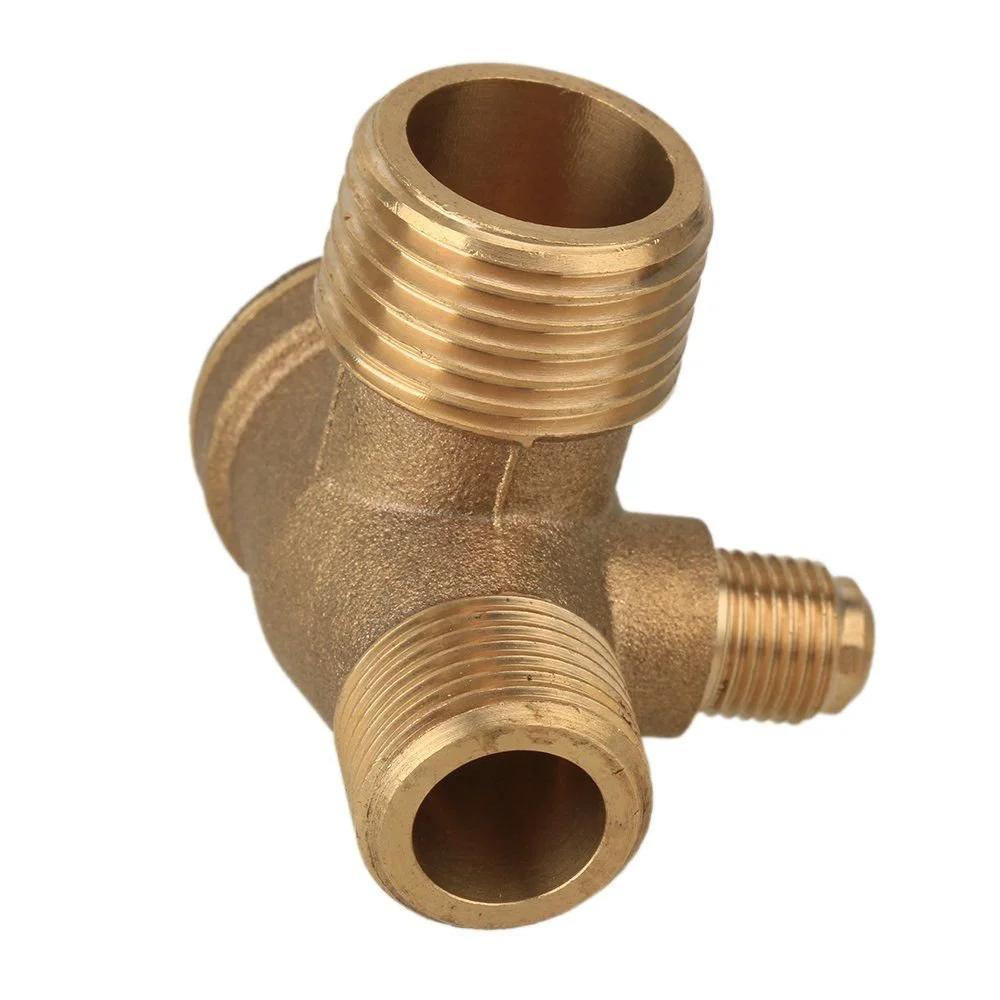 Three Port Brass Check Valve For Air Compressors, Male Threaded Replacement Fittings, High Flow Central Pneumatic Attachments