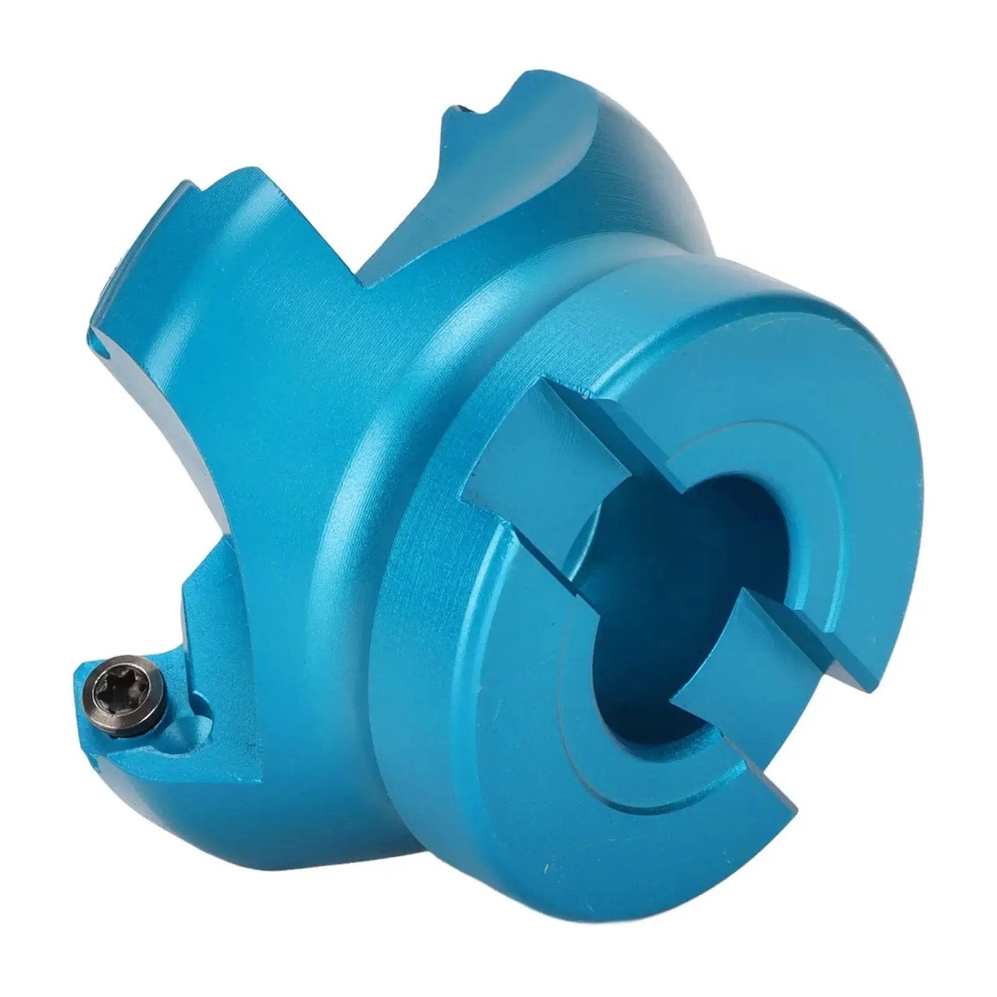 CNC Lathe Face Mill With Four Flutes Pro Grade High Efficiency Milling Cutter For Aluminum Alloy Head Featuring Special Helical Offset Design For Stable Precise Metal Machining in blue aluminum