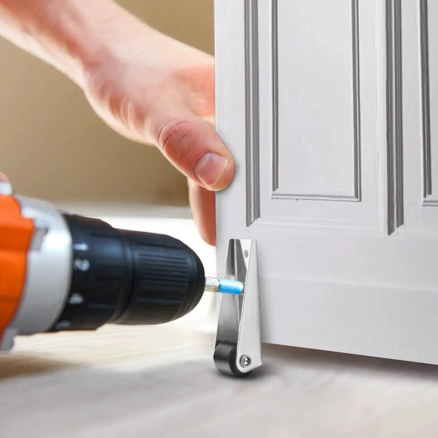 Installing Swivel Gate Caster Wheels With TPE Rubber on door for smooth mobility on hardwood surfaces, 1.6 inch silver black