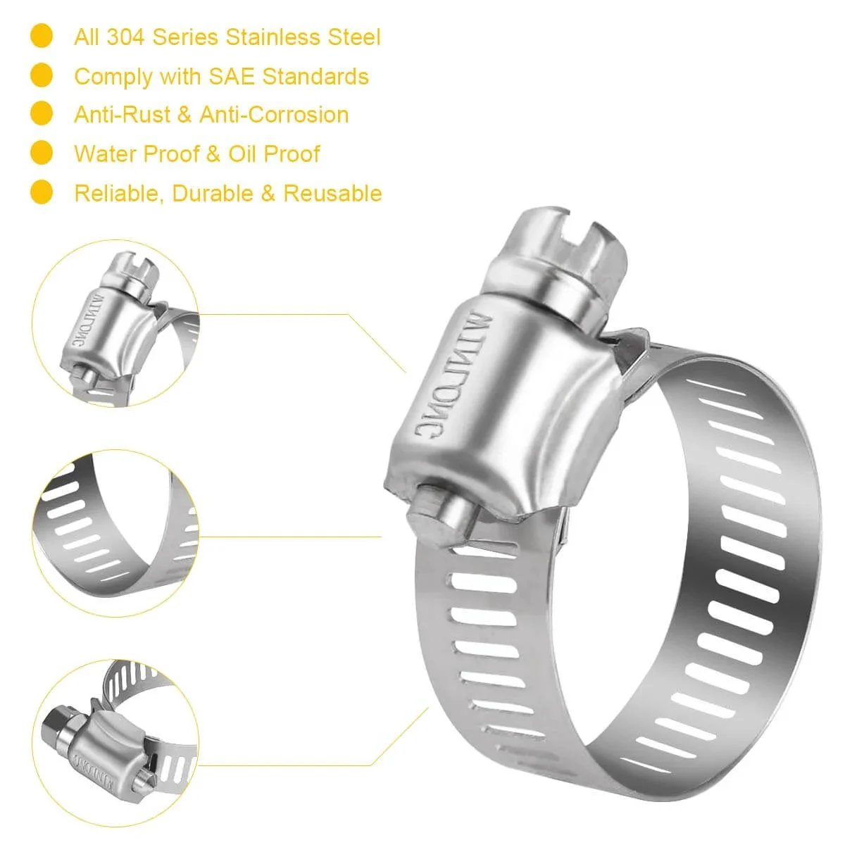 Stainless Steel Hose Clamps 16 Pack Worm Gear Drive SAE 12 Clamps Clamping Range From Half Inch To One And Quarter Inch 14mm To 31mm