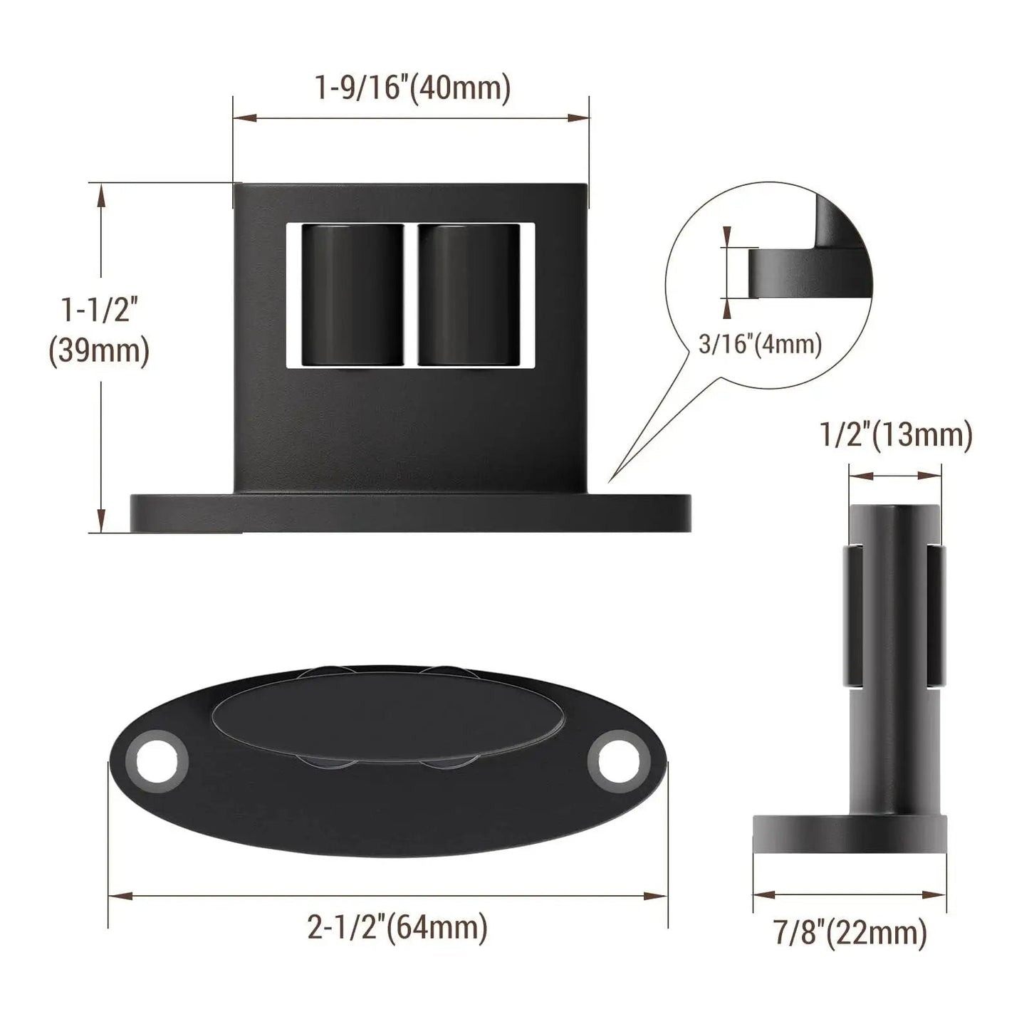 Floor Guide For Sliding Barn Door Bottom With Double Sided Roller Design Concealed Pulleys Black Finish Set Of Two