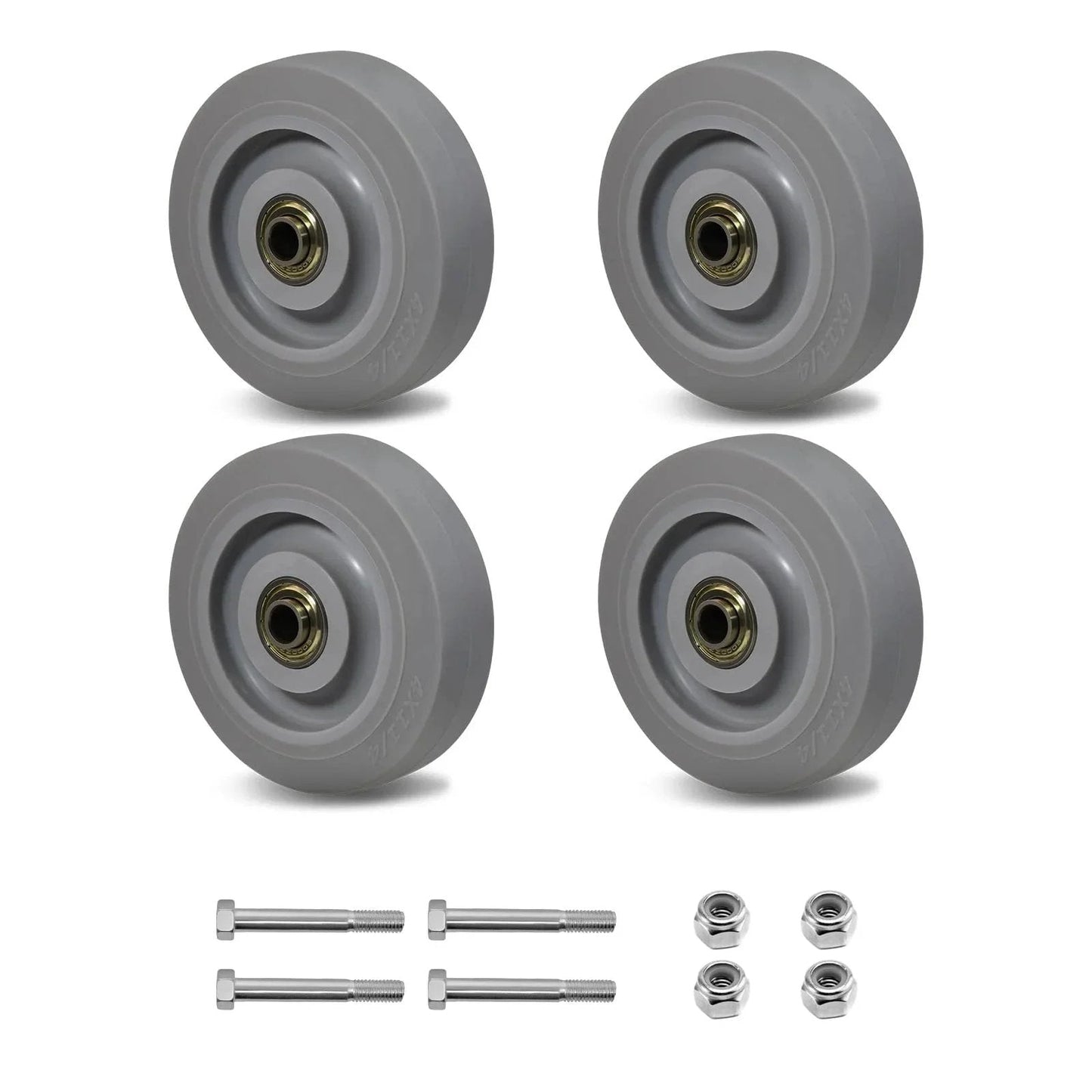 4 Inch Thermoplastic Rubber Caster Wheels Set Of 4 Heavy Duty Precision Bearing Non Marking Floor Safe And Floor Protective 250 Lbs Load Capacity Each