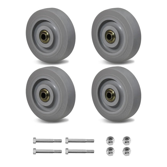 4 Inch Thermoplastic Rubber Caster Wheels Set Of 4 Heavy Duty Precision Bearing Non Marking Floor Safe And Floor Protective 250 Lbs Load Capacity Each
