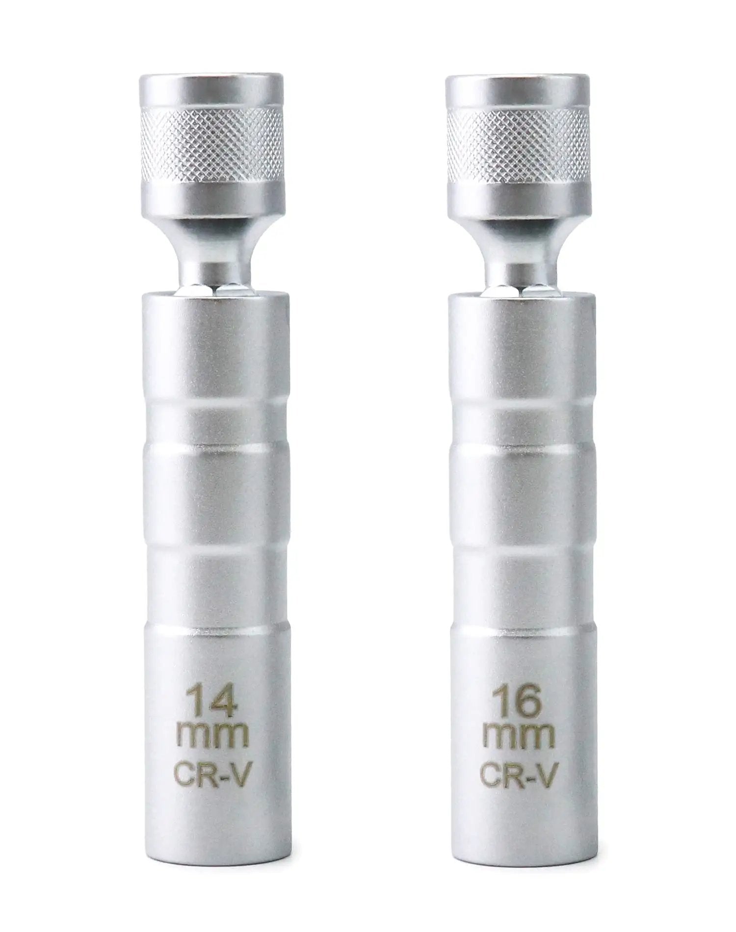Magnetic Swivel Spark Plug Socket 14mm And 16mm Go To Thin Wall Three Eighths Inch Drive 12 Point Chrome Vanadium Steel, side view.