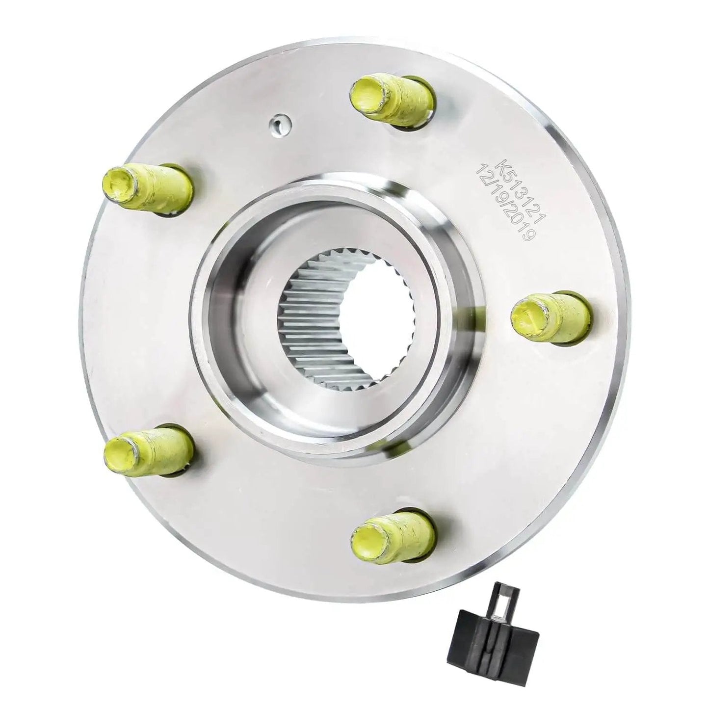 2 Front Wheel Hub & Bearing Kit with 2 Outer Tie Rods for FWD Buick LeSabre and Cadillac models, showing close-up of wheel hub