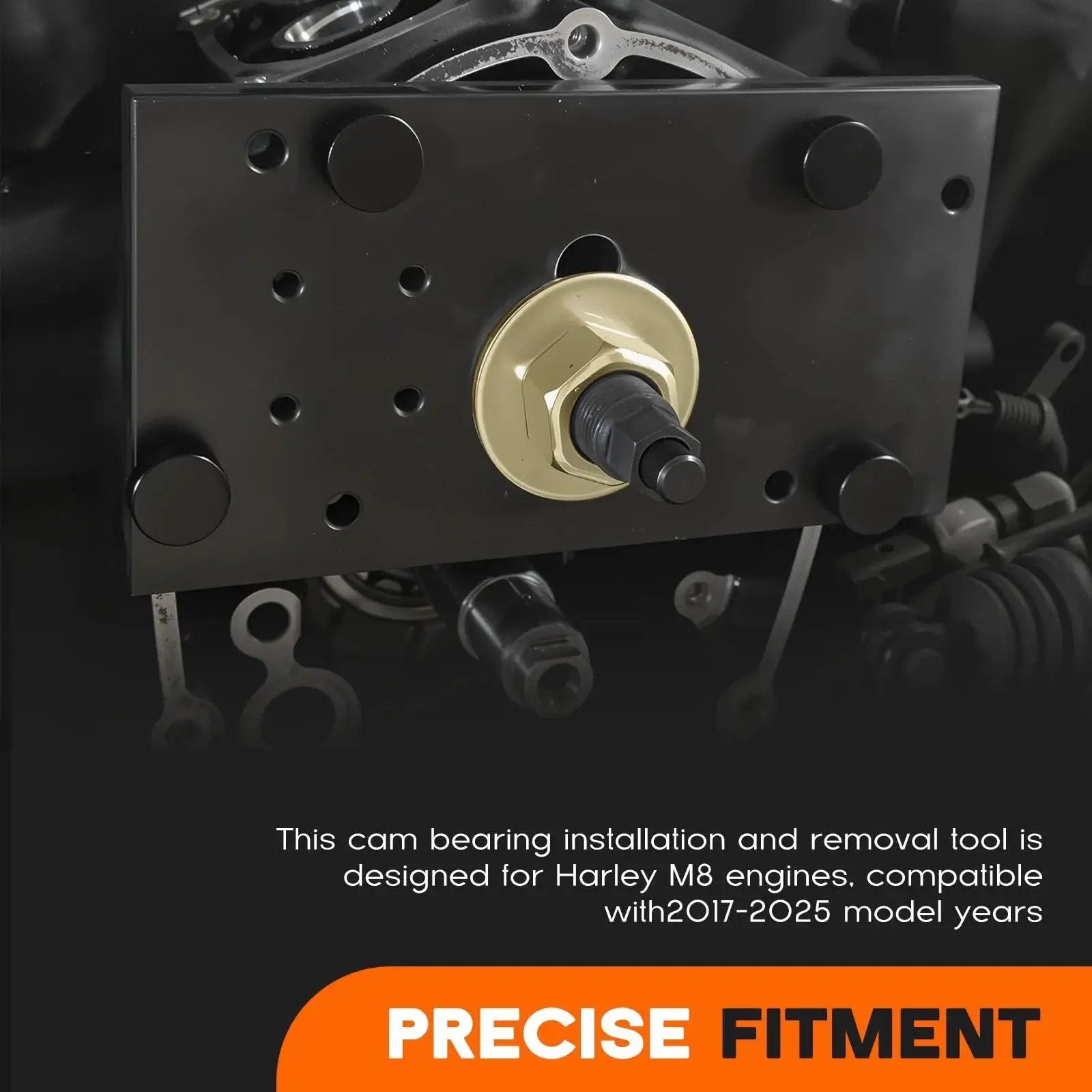 Cam Bearing Removal And Installation Tool For Milwaukee Eight M8 Engines 2017 2025 shown with mounting plate