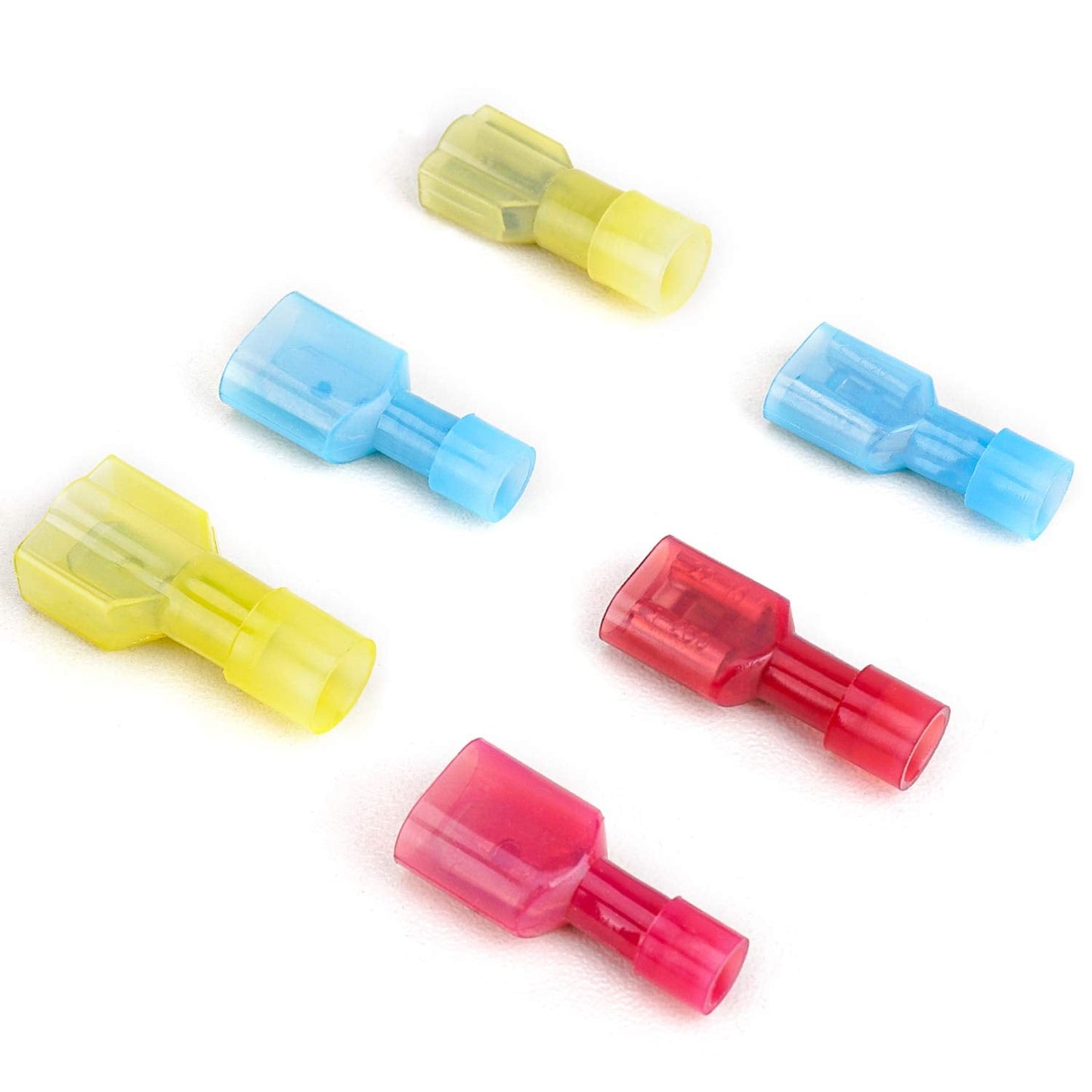 Nylon Spade Quick Disconnect Connectors Kit For Auto And Home Wiring With Premium Insulated Terminals, colorful assortment of 6 connectors
